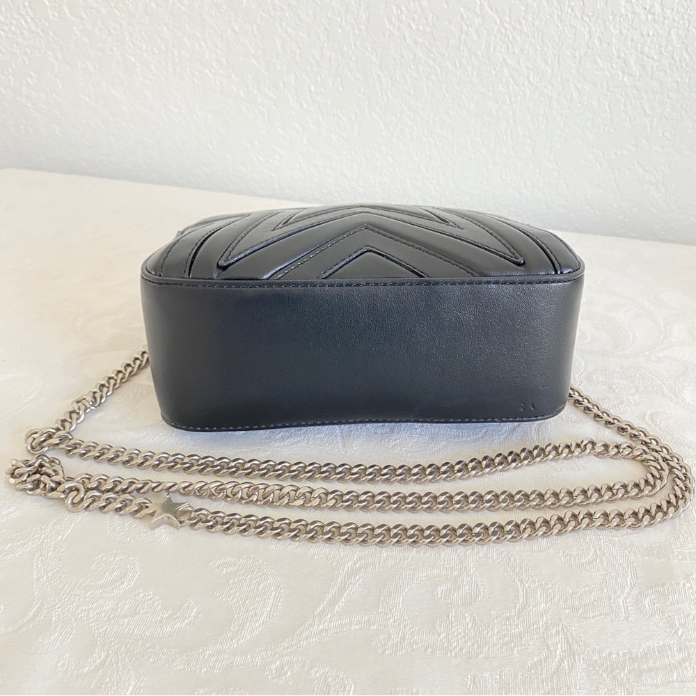 Stella McCartney Black Stella Star Quilted Crossbody Bag with Silver Chain - Picture 6 of 10